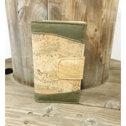 Portefeuille en Liège Naturel, Vert Doux et Doré - Spacieux et Élégant