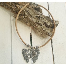 Collier Liège Naturel - Breloque Papillon - 45 cm