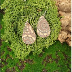 Boucles d'oreilles liège motifs mandalas