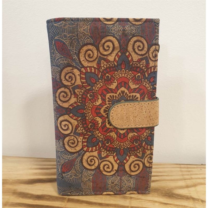 Portefeuille fin en liège – Coloré, style mandala, pratique et élégant Portefeuille fin en liège – Coloré, style mandala, pratique et élégant