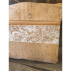 Sac bandoulière en liège rectangulaire – Naturel & baroque chic