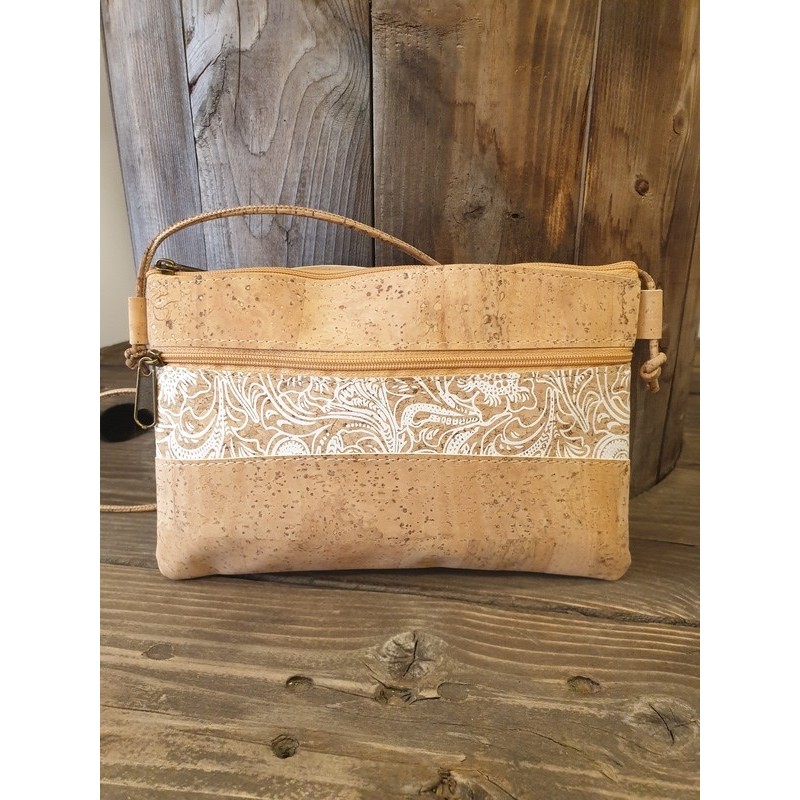 Sac bandoulière en liège rectangulaire – Naturel & baroque chic Sac bandoulière en liège rectangulaire – Naturel & baroque chic