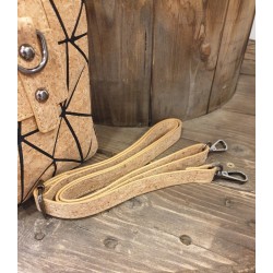 Sac à main en liège naturel et formes noires - Bandoulière amovible