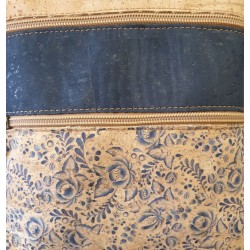 Sac bandoulière en liège naturel & bleu marine – Compact & fleuri