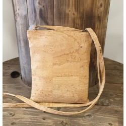 Sac bandoulière en liège naturel & bleu marine – Compact & fleuri