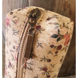 Trousse en Liège Motifs Fleurs - 1 Tirette - 19x7x4 cm