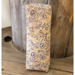 Trousse Liège Fleurs Bleu Foncé - 1 Tirette - 19x7x4 cm