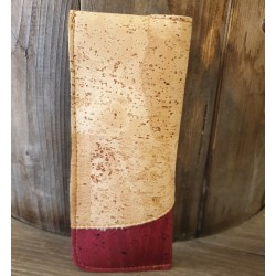 Étui à Lunettes Liège Naturel et Bordeaux - Fermeture Pression