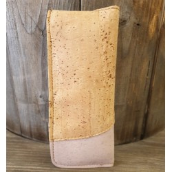 Étui à Lunettes Liège Naturel et Bordeaux - Fermeture Pression