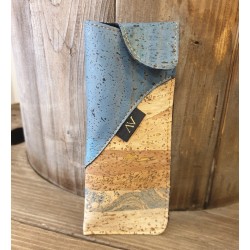 ETUI A LUNETTES BLEU DORE MARINA