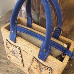 Sac à main rigide en liège – Naturel & bleu, chic et vegan