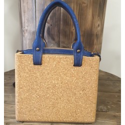 Sac à main rigide en liège – Naturel & bleu, chic et vegan