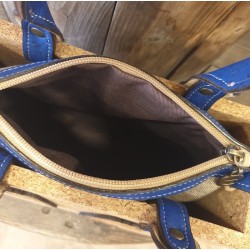 Sac à main rigide en liège – Naturel & bleu, chic et vegan