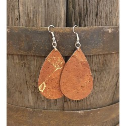 Boucles d'oreilles en liège acajou doré faites main - EssenTerra