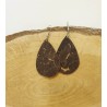 Boucles d'oreilles en liège chocolat et or : Artisanat d'art