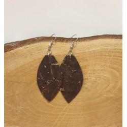 Boucles d'oreilles en liège marron et doré - EssenTerra