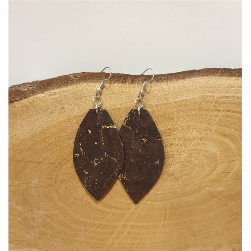 Boucles d'oreilles en liège marron et doré - EssenTerra Boucles d'oreilles en liège marron et doré - EssenTerra