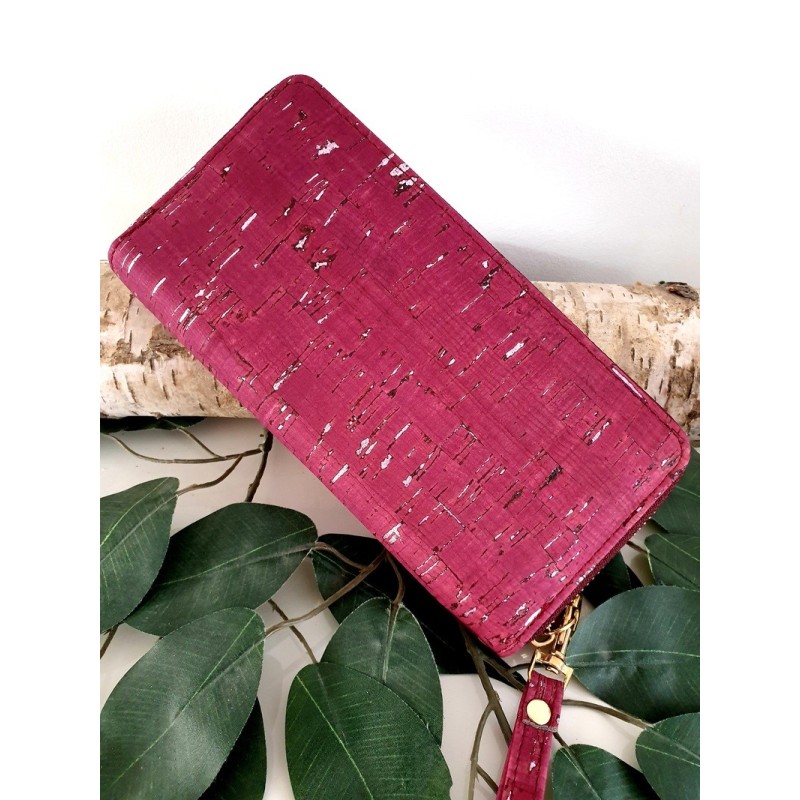 Portefeuille en liège - Fuchsia et argent, un accessoire unique Portefeuille en liège - Fuchsia et argent, un accessoire unique