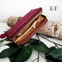 Portefeuille en liège fuchsia et argenté - Élégant et original