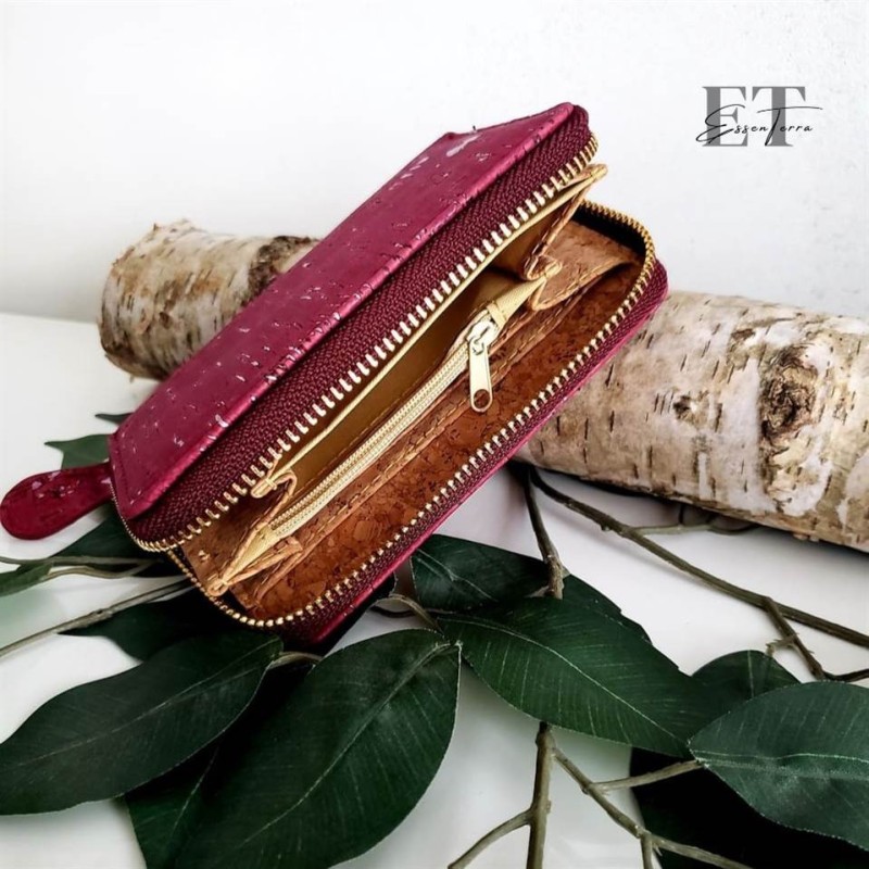 Portefeuille en liège fuchsia et argenté - Élégant et original Portefeuille en liège fuchsia et argenté - Élégant et original