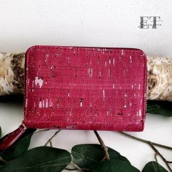 Portefeuille en liège fuchsia et argenté - Élégant et original