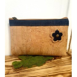 Pochette/Trousse en liège - Petite fleur décorative, différents coloris