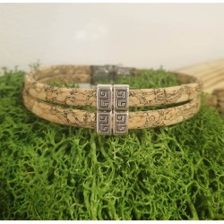 Bracelet liège S grecque : Naturel ou zébré - Création unique