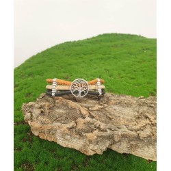Bracelet en liège coloré avec arbre de vie - Bijou symbolique et naturel