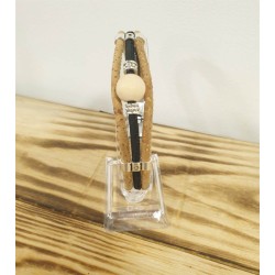 Bracelet en liège et perle en bois brut - Naturel et épuré