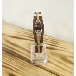 Bracelet en liège et perle en bois brut - Naturel et épuré