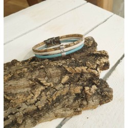 Bracelet en liège tricolore avec breloque - Tendance et original