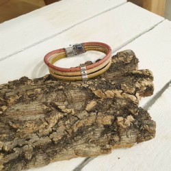 Bracelet en liège tricolore avec breloque - Tendance et original