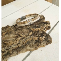 Bracelet en liège plat multicolore avec breloque carrée - Tendance et original