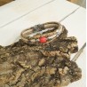 Bracelet en liège avec perle en céramique rouge et perles en métal