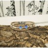 Bracelet en liège avec perles en céramique et métal - Bleu/Blanc ou Rose/Blanc