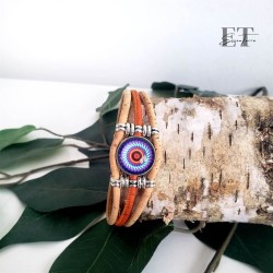 Bracelet en liège naturel et orange avec cabochon – Élégance et charme