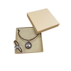 Parure bijoux en liège marron doré – Collier et bracelet Arbre de Vie