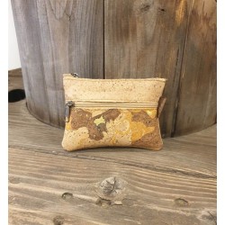 Porte-monnaie en liège naturel, marron et orange – Léger & écologique