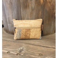 Porte-monnaie en liège naturel avec touche bleue – Pratique & écologique