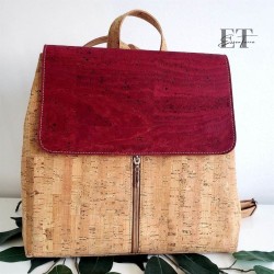 Sac à dos en liège naturel avec rabat bordeaux – Élégant et pratique