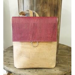 Sac à dos en liège naturel avec rabat bordeaux – Élégance et simplicité