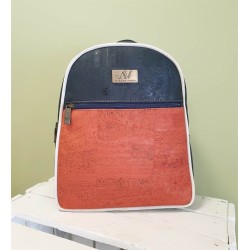 Sac à dos en liège bleu marine et rouge - Pratique et écologique - EssenTerra