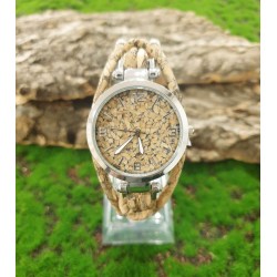 Montre en liège zébré - Création artisanale - EssenTerra