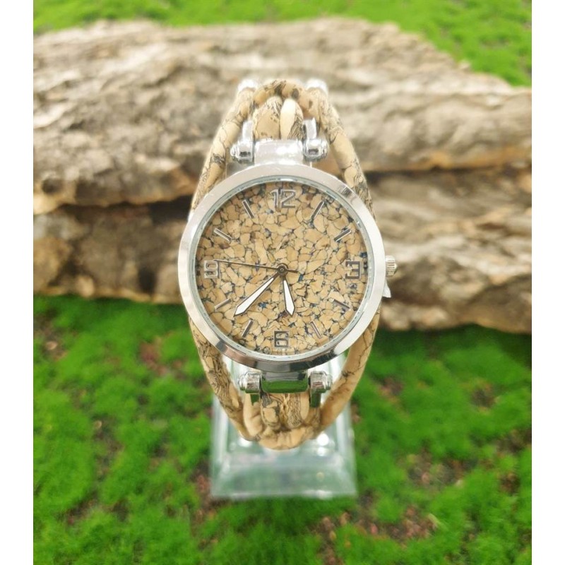 Montre en liège zébré - Création artisanale - EssenTerra Montre en liège zébré - Création artisanale - EssenTerra