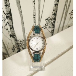 Montre en liège naturel et turquoise - Création artisanale - EssenTerra