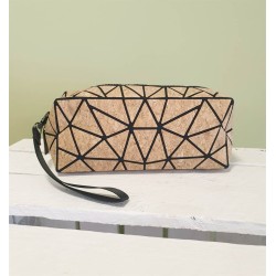 Trousse Polyvalente en Liège Naturel – Motifs Géométriques Noirs