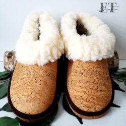Chaussons fermés en liège fourrés