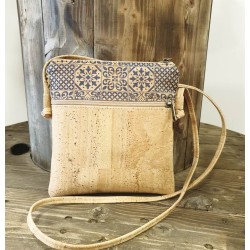 Sac bandoulière en liège naturel et bleu – Élégant & pratique