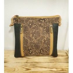 Sac bandoulière en liège noir motifs naturels