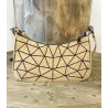 Sac à main en liège naturel et formes noires - Bandoulière réglable